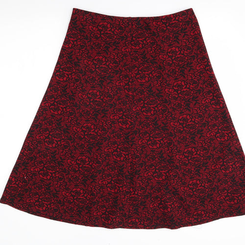 BM Womens Red Floral  A-Line Skirt Size 14