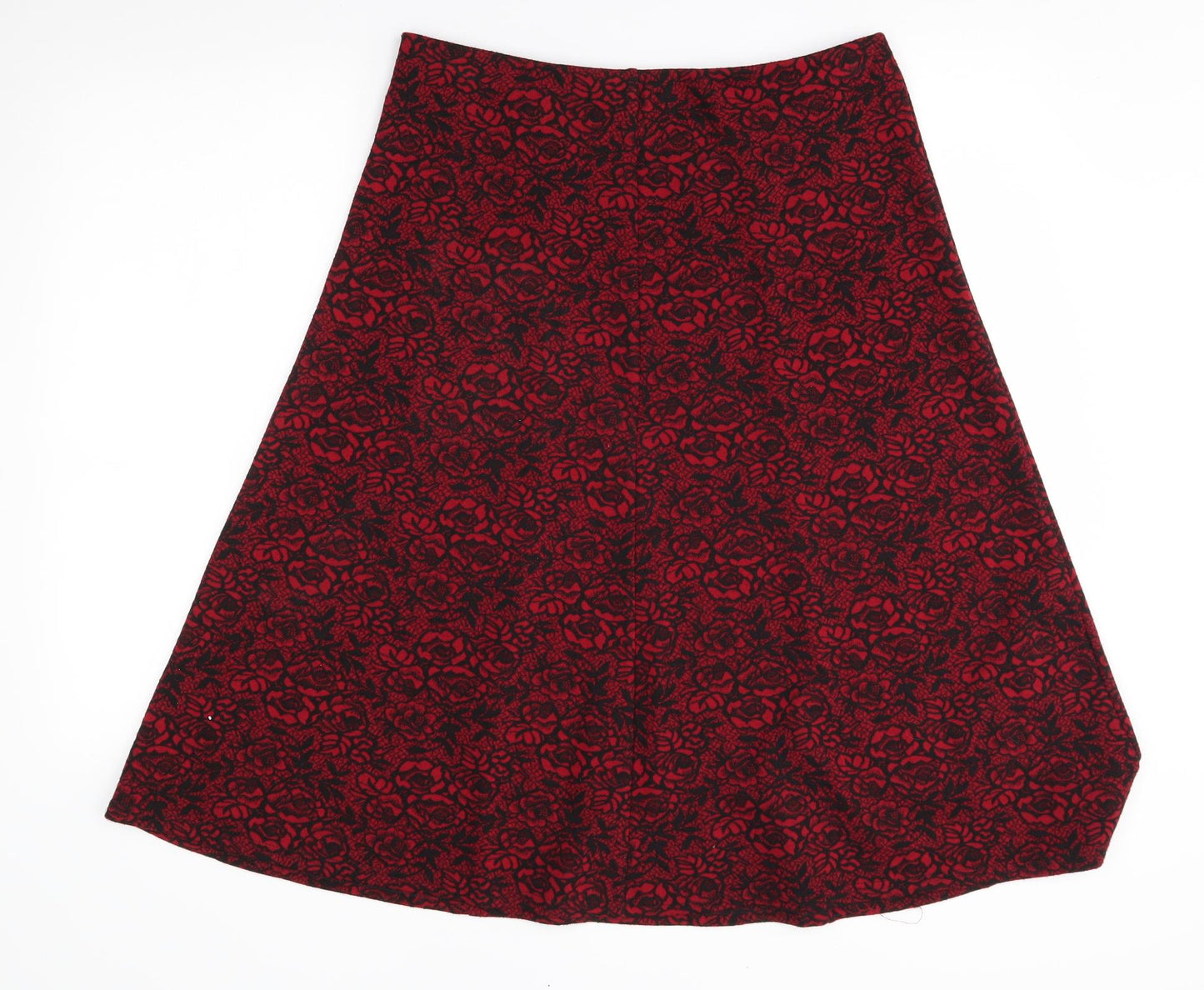 BM Womens Red Floral  A-Line Skirt Size 14