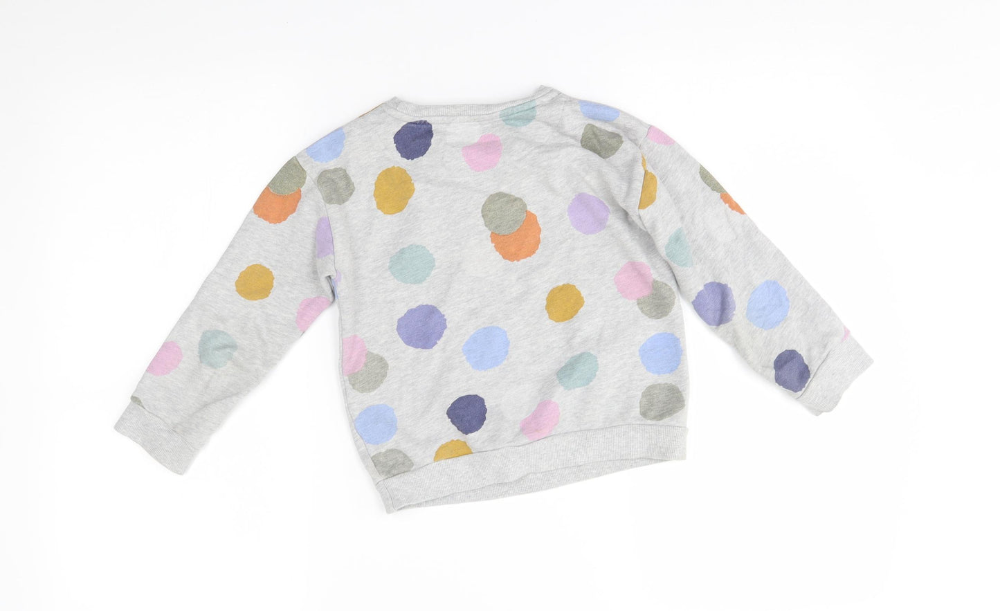 John Lewis Girls Grey Spotted  Pullover Jumper Size 6 Years  - happy