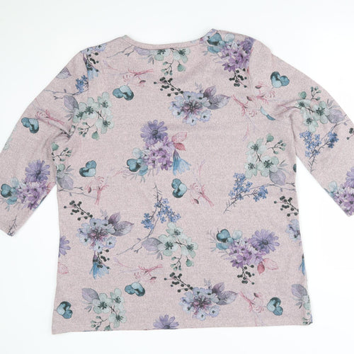 Preworn Womens Purple Floral  Pullover Jumper Size 18