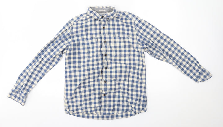 boston crew Mens Blue Plaid   Button-Up Size M