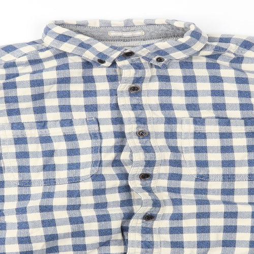 boston crew Mens Blue Plaid   Button-Up Size M