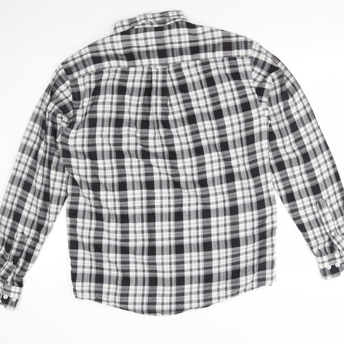 EWM Mens Black Plaid   Button-Up Size M