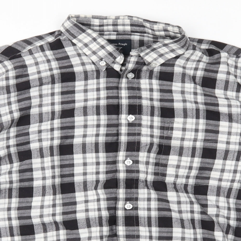 EWM Mens Black Plaid   Button-Up Size M