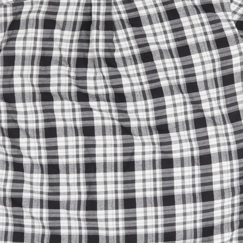 EWM Mens Black Plaid   Button-Up Size M