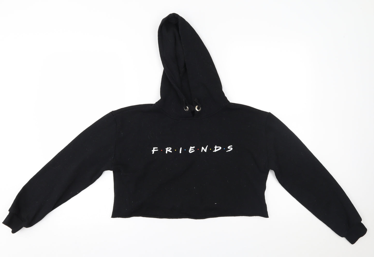 NEXT Girls Black   Pullover Hoodie Size 12-13 Years  - friends, cropped