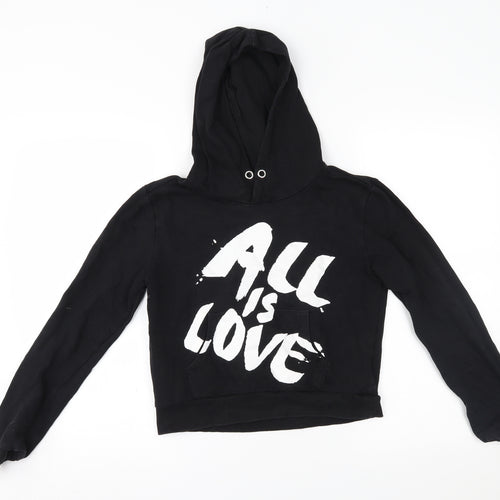 H&M Girls Black   Pullover Hoodie Size 12-13 Years  - all is love