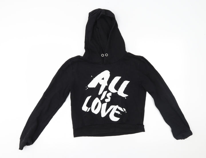 H&M Girls Black Pullover Hoodie Size 12-13 Years - all is love
