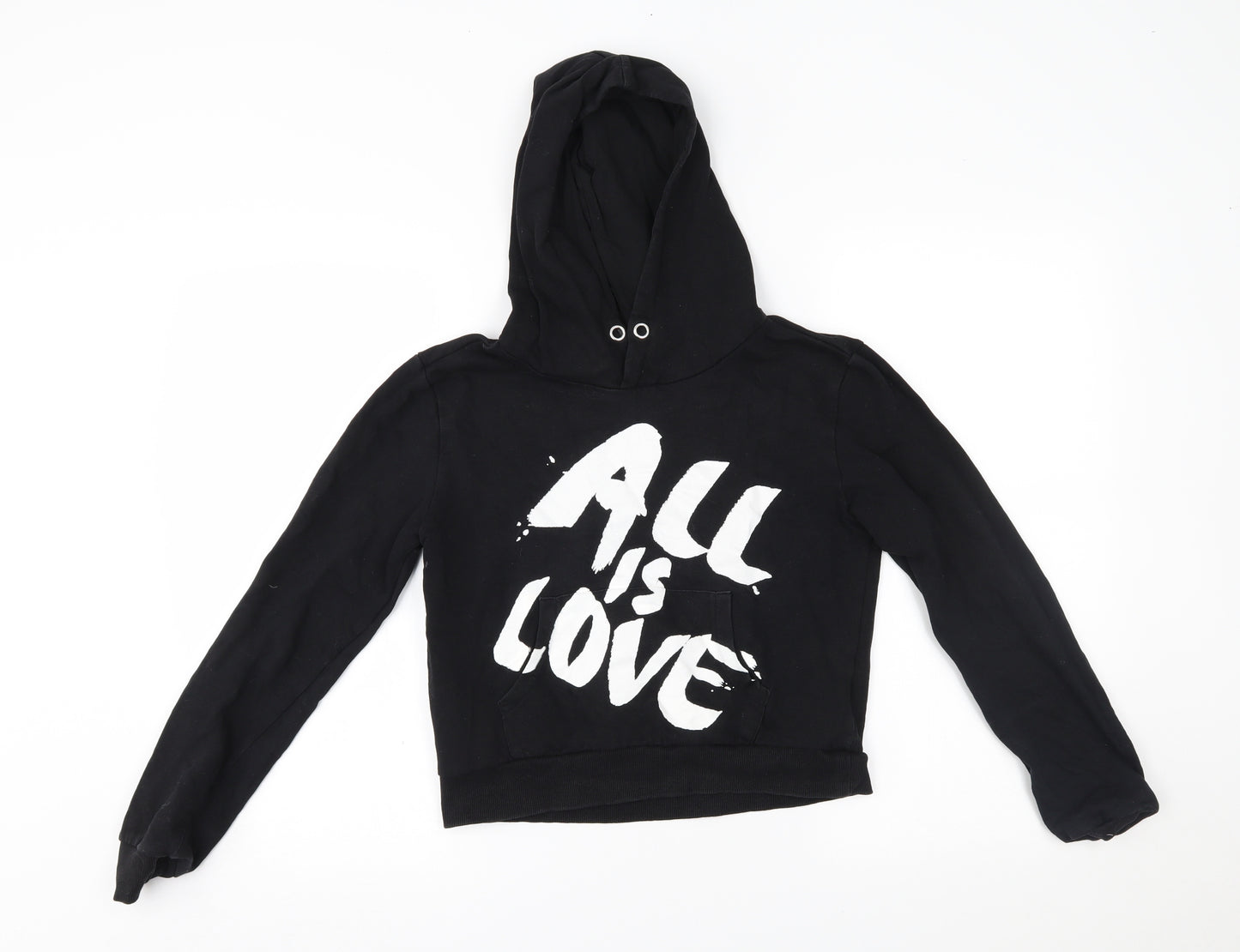H&M Girls Black   Pullover Hoodie Size 12-13 Years  - all is love