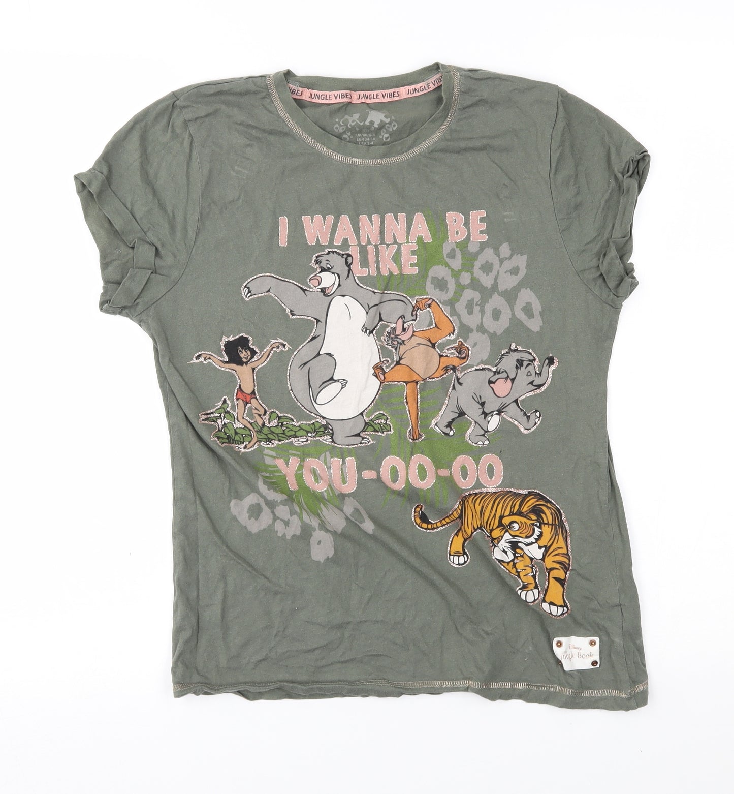 Primark Womens Green    Pyjama Top Size XS  - Jungle Book