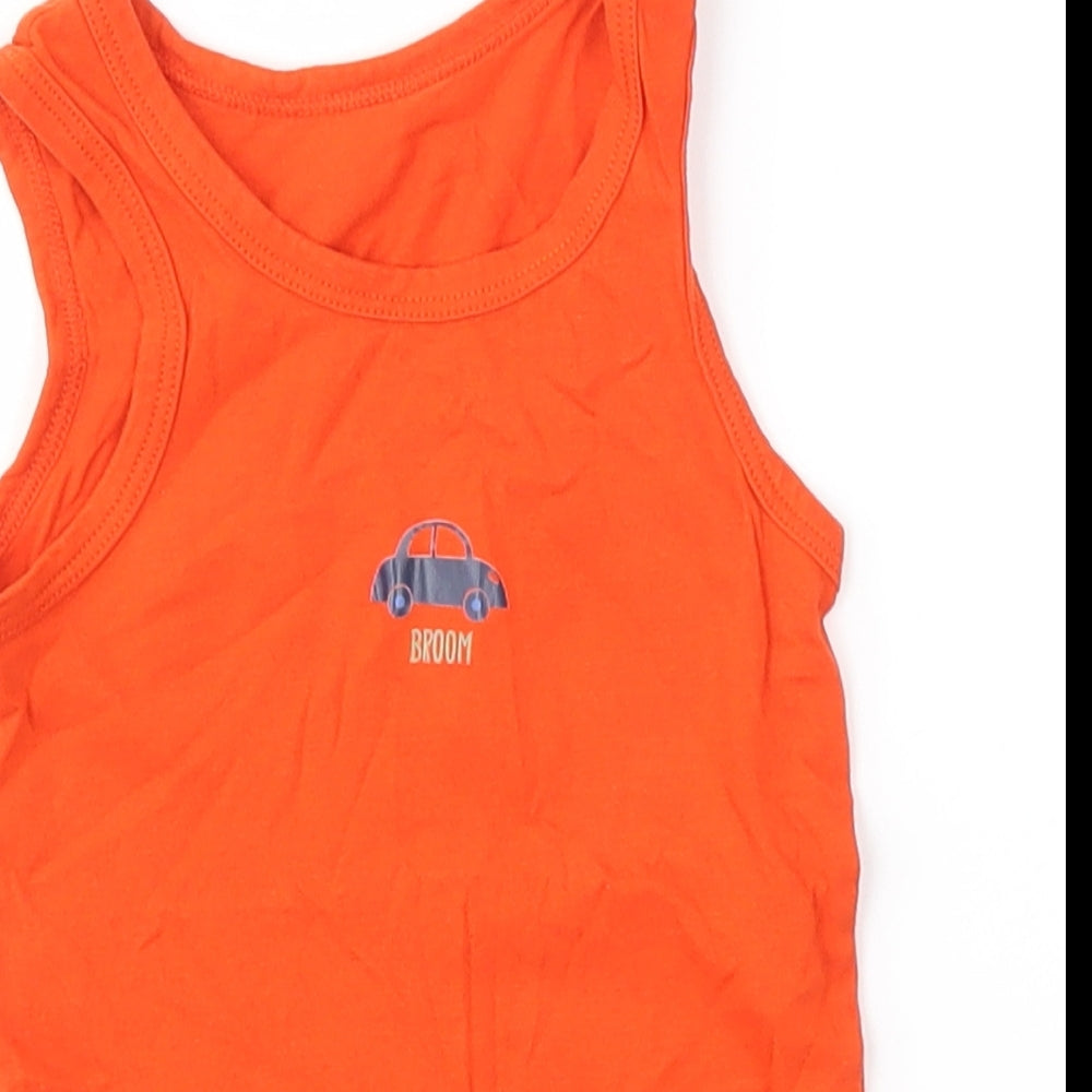 F&F Boys Orange   Basic Tank Size 3-4 Years  - Broom Car