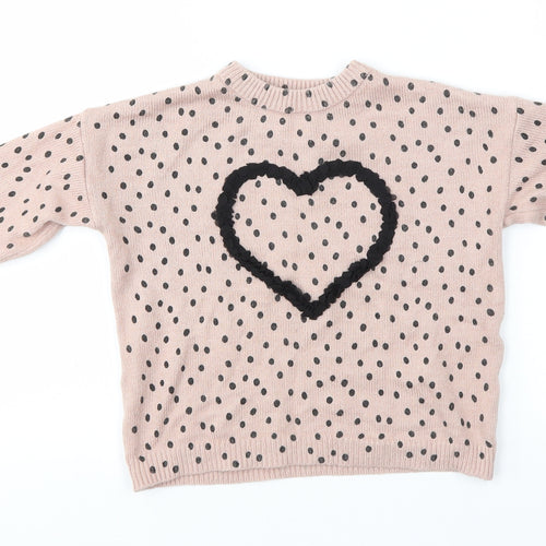 Primark Girls Multicoloured Polka Dot Knit Pullover Jumper Size 6-7 Years