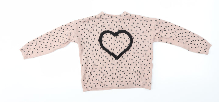 Primark Girls Multicoloured Polka Dot Knit Pullover Jumper Size 6-7 Years