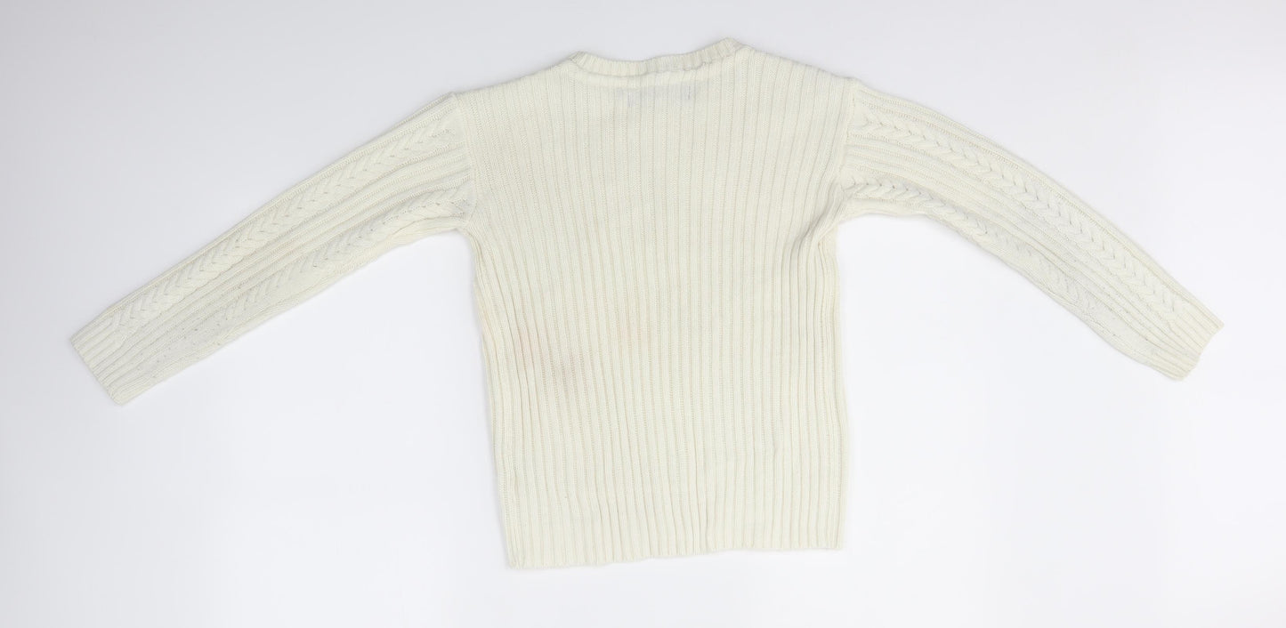 Select Womens White  Knit Pullover Jumper Size S