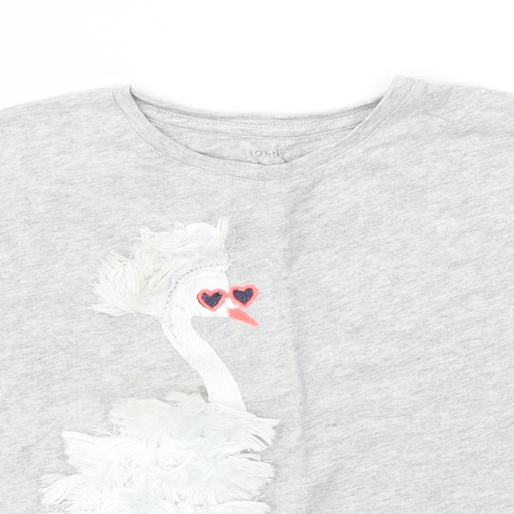 John Lewis Girls Grey   Basic T-Shirt Size 3 Years  - Flamingo