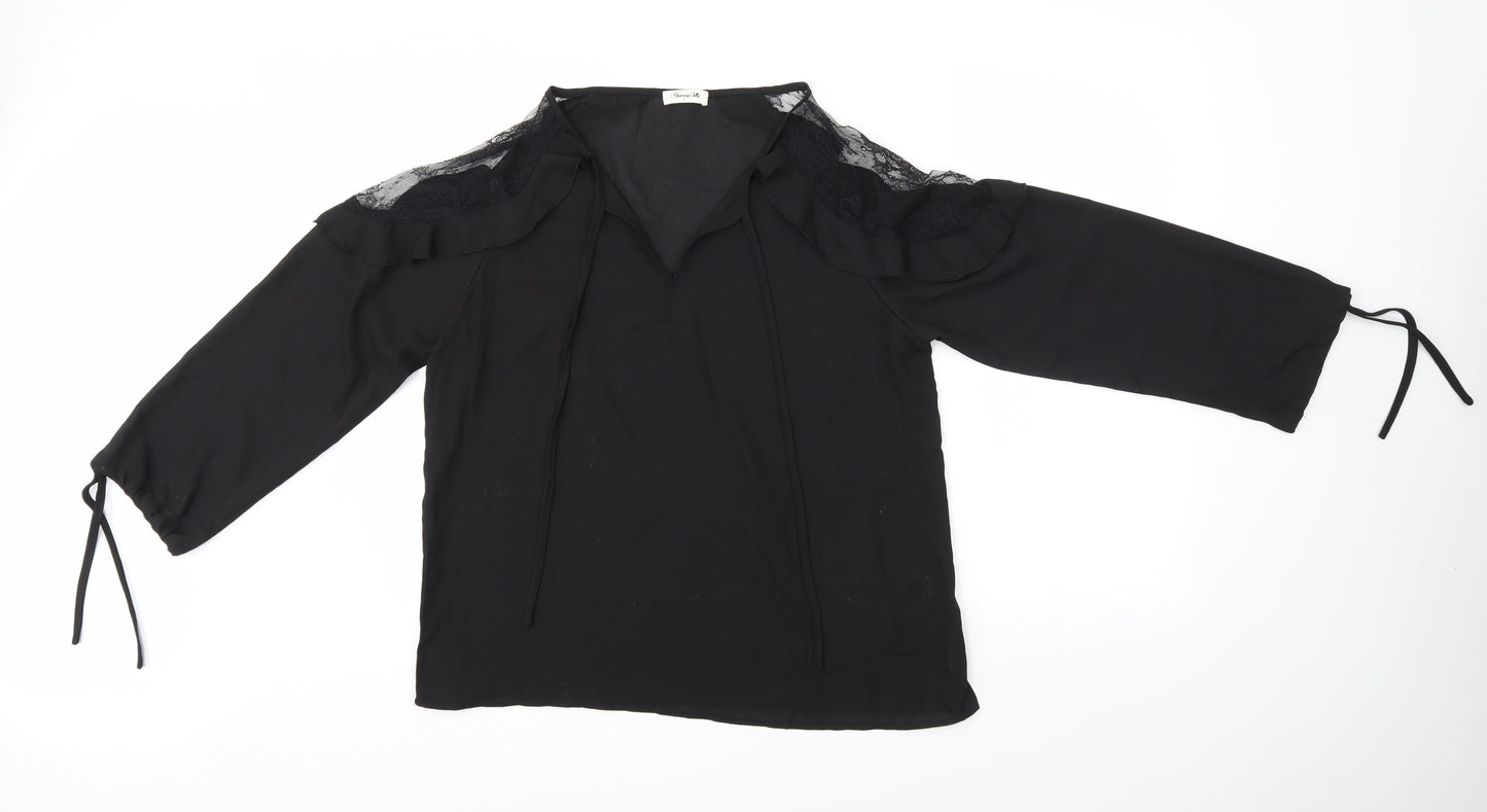 Blooming Jolly Womens Black   Basic Blouse Size L