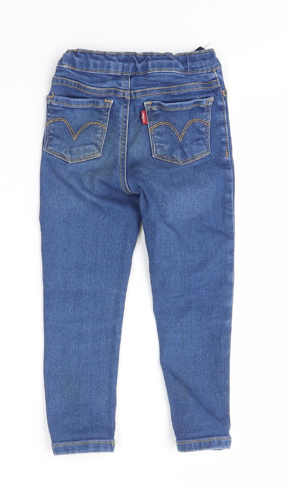 Levi's  Girls Blue  Denim Skinny Jeans Size 3-4 Years - Pull-On Jeggings