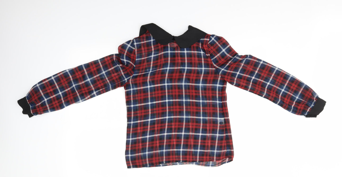 Jovonnista Womens Multicoloured Check  Basic Blouse Size 8