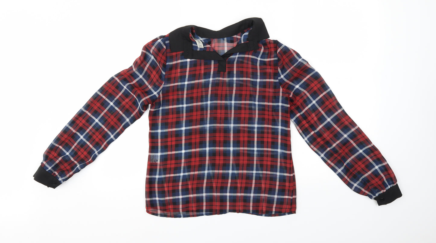 Jovonnista Womens Multicoloured Check  Basic Blouse Size 8