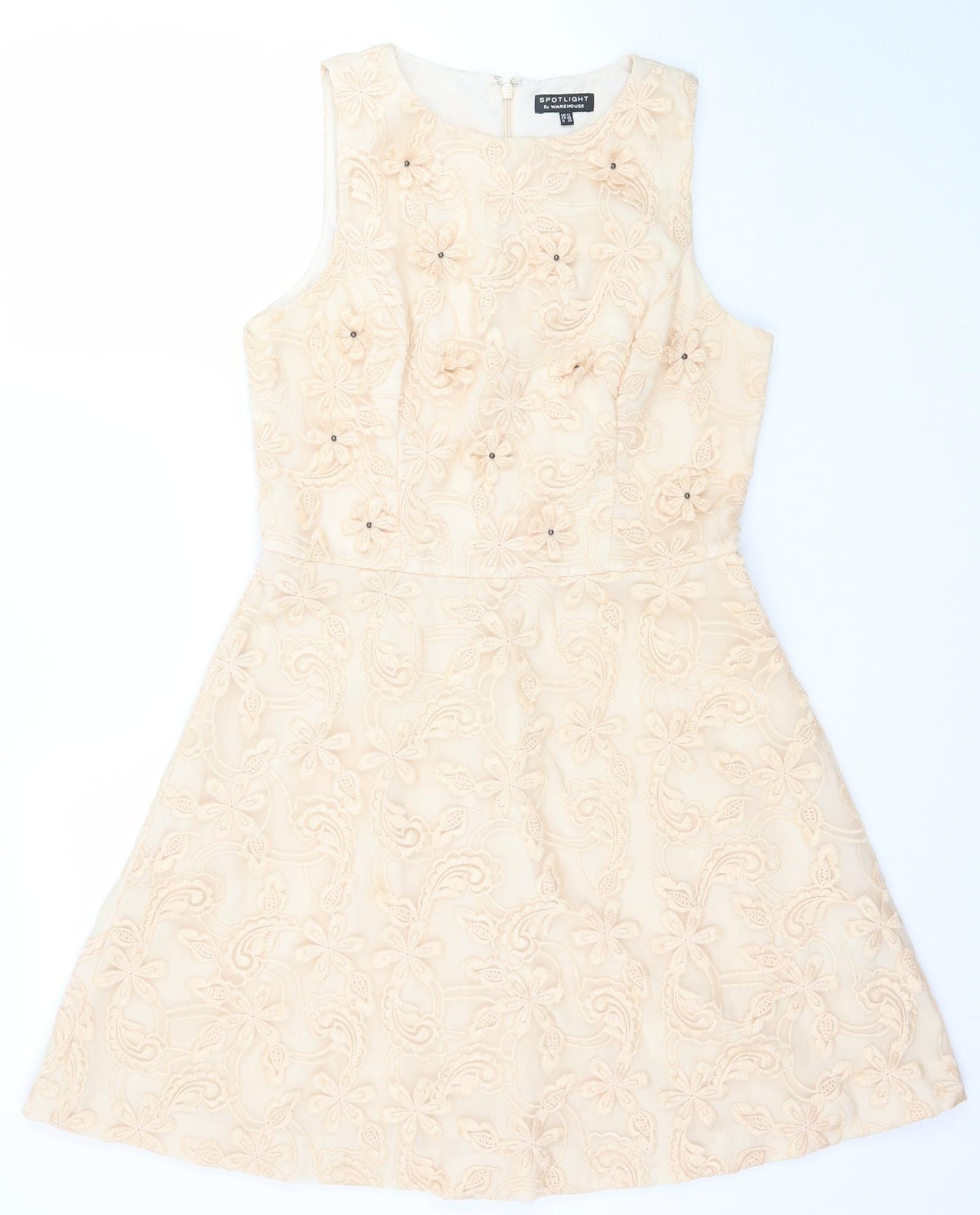 Warehouse Womens Beige Floral  Fit & Flare  Size 12