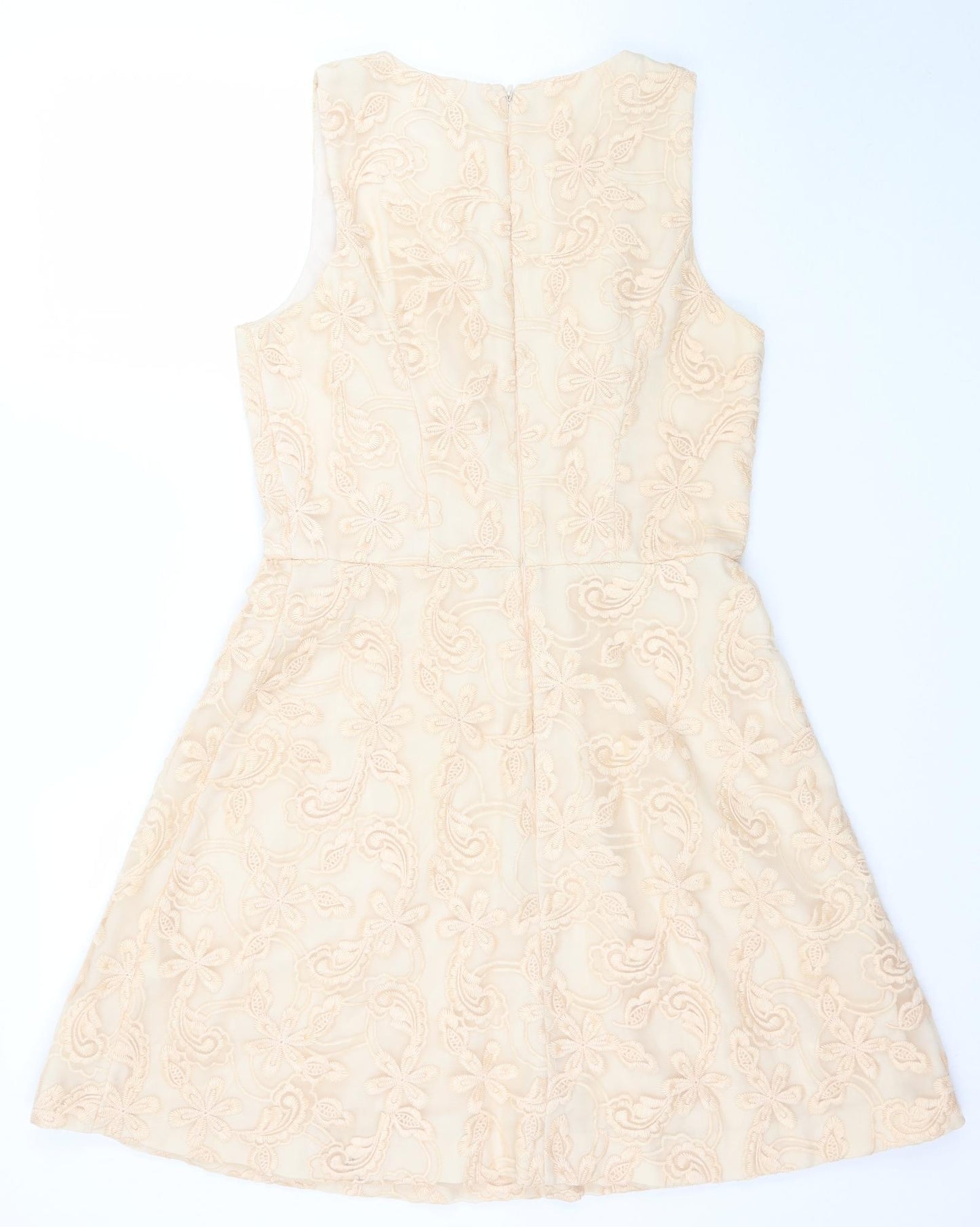 Warehouse Womens Beige Floral  Fit & Flare  Size 12