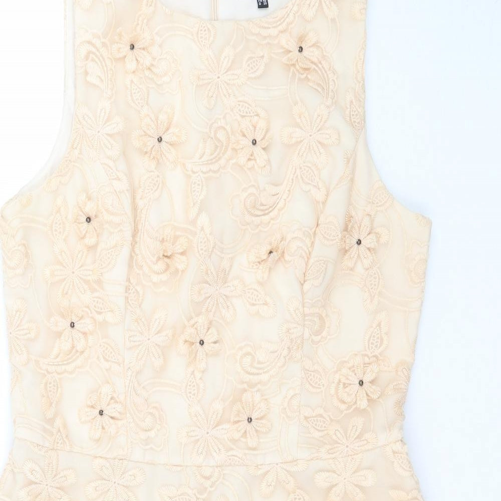 Warehouse Womens Beige Floral  Fit & Flare  Size 12