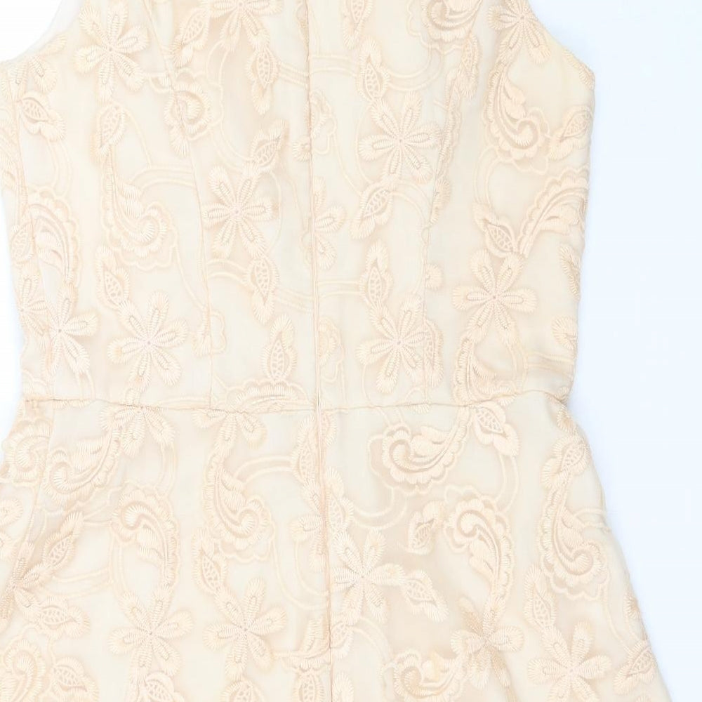 Warehouse Womens Beige Floral  Fit & Flare  Size 12