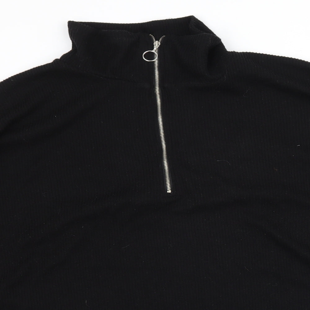 Preworn Womens Black  Knit Pullover Jumper Size L  - Ribbed 1/4 Zip