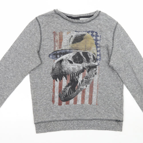NEXT Boys Grey   Pullover Sweatshirt Size 9 Years  - Skull Dinosaur
