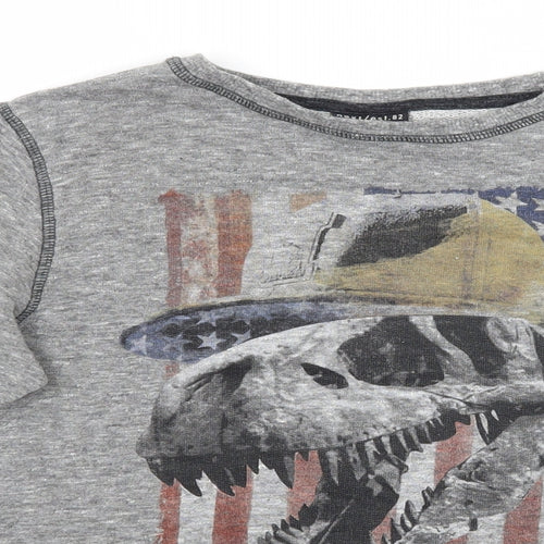 NEXT Boys Grey   Pullover Sweatshirt Size 9 Years  - Skull Dinosaur