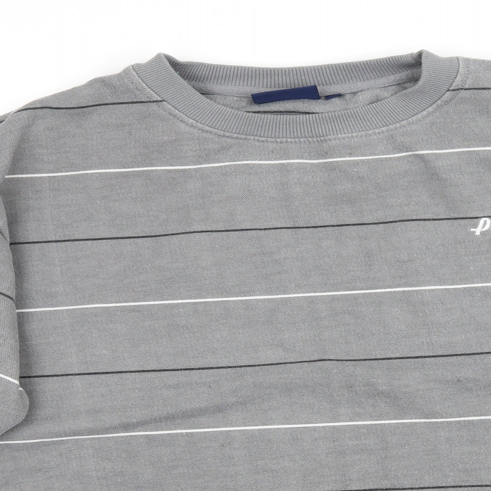 Penn Mens Grey Striped  Pullover Sweatshirt Size L