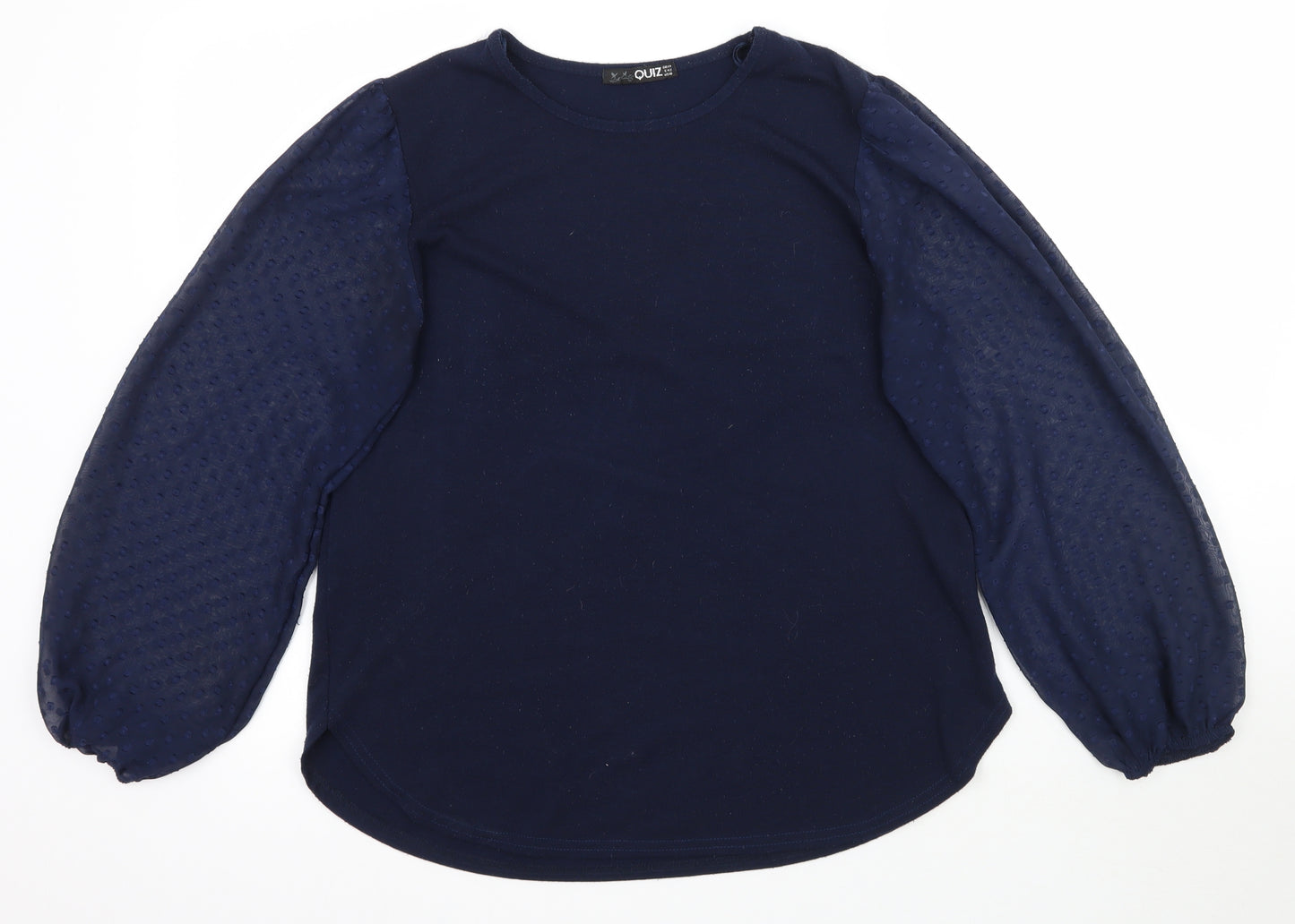 Quiz Womens Blue Polka Dot  Basic Blouse Size 12