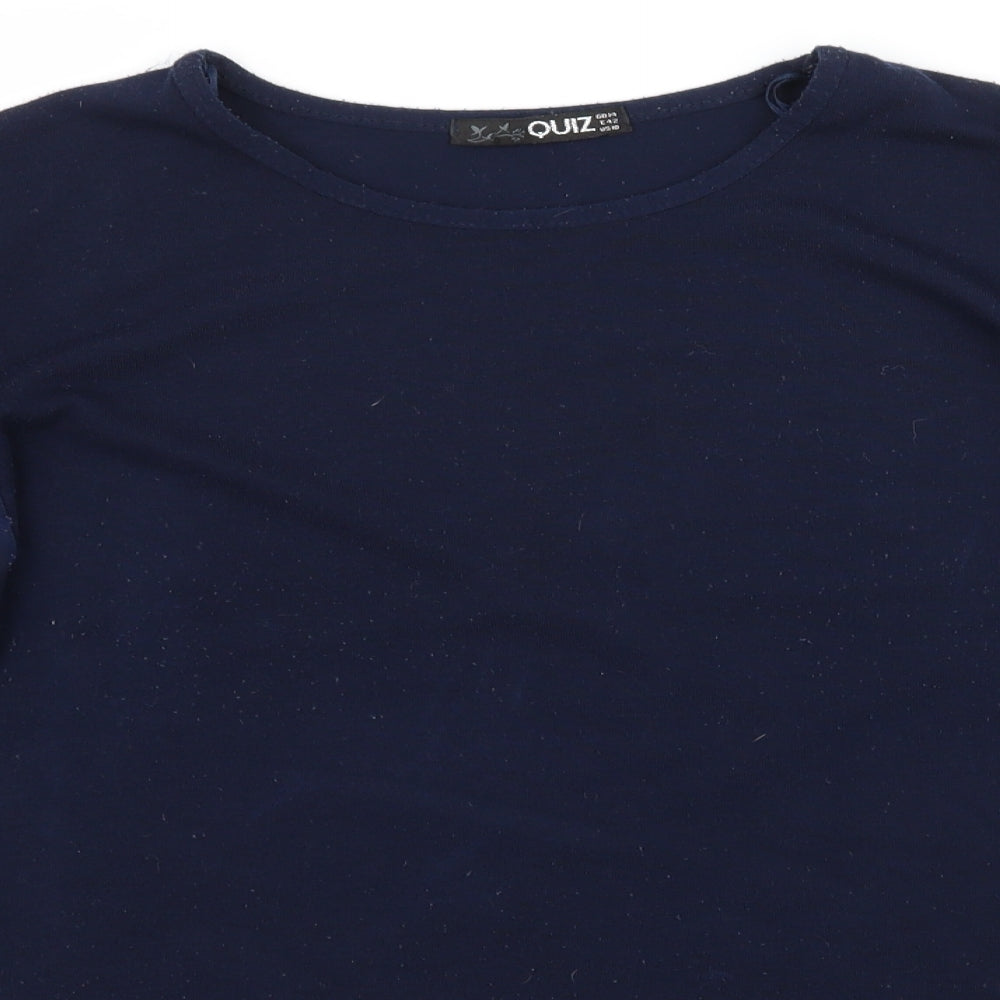 Quiz Womens Blue Polka Dot  Basic Blouse Size 12