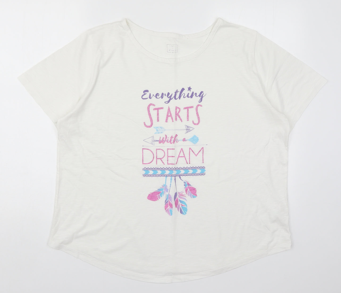 Matalan Womens White Solid  Top Pyjama Top Size M  - Everything Starts with a Dream