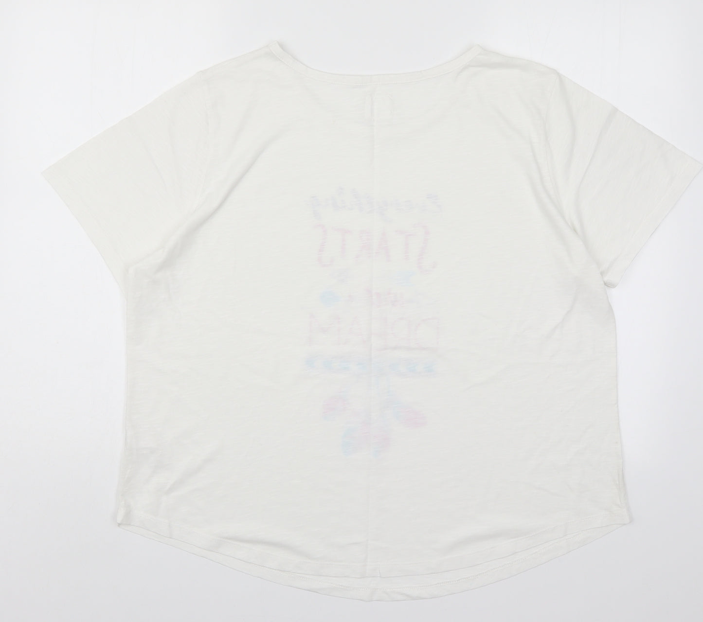 Matalan Womens White Solid  Top Pyjama Top Size M  - Everything Starts with a Dream