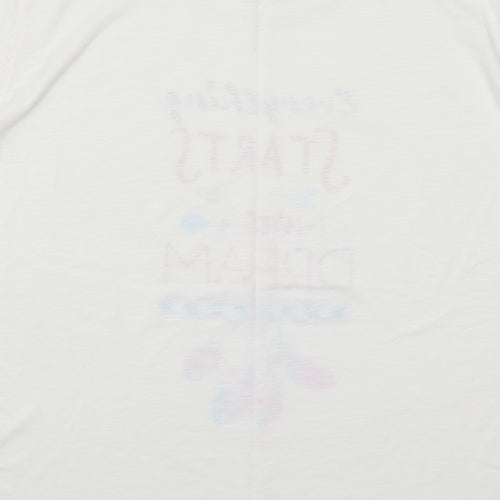 Matalan Womens White Solid  Top Pyjama Top Size M  - Everything Starts with a Dream