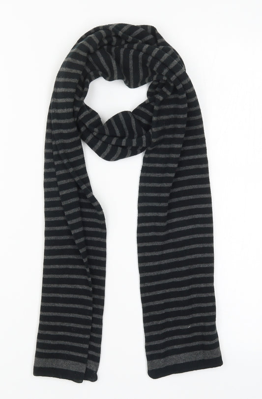 Preworn Mens Black Striped  Rectangle Scarf Scarf One Size