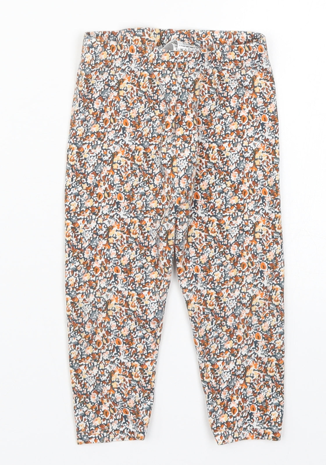 NEXT Girls Orange Floral  Capri Leggings Size 12-18 Months