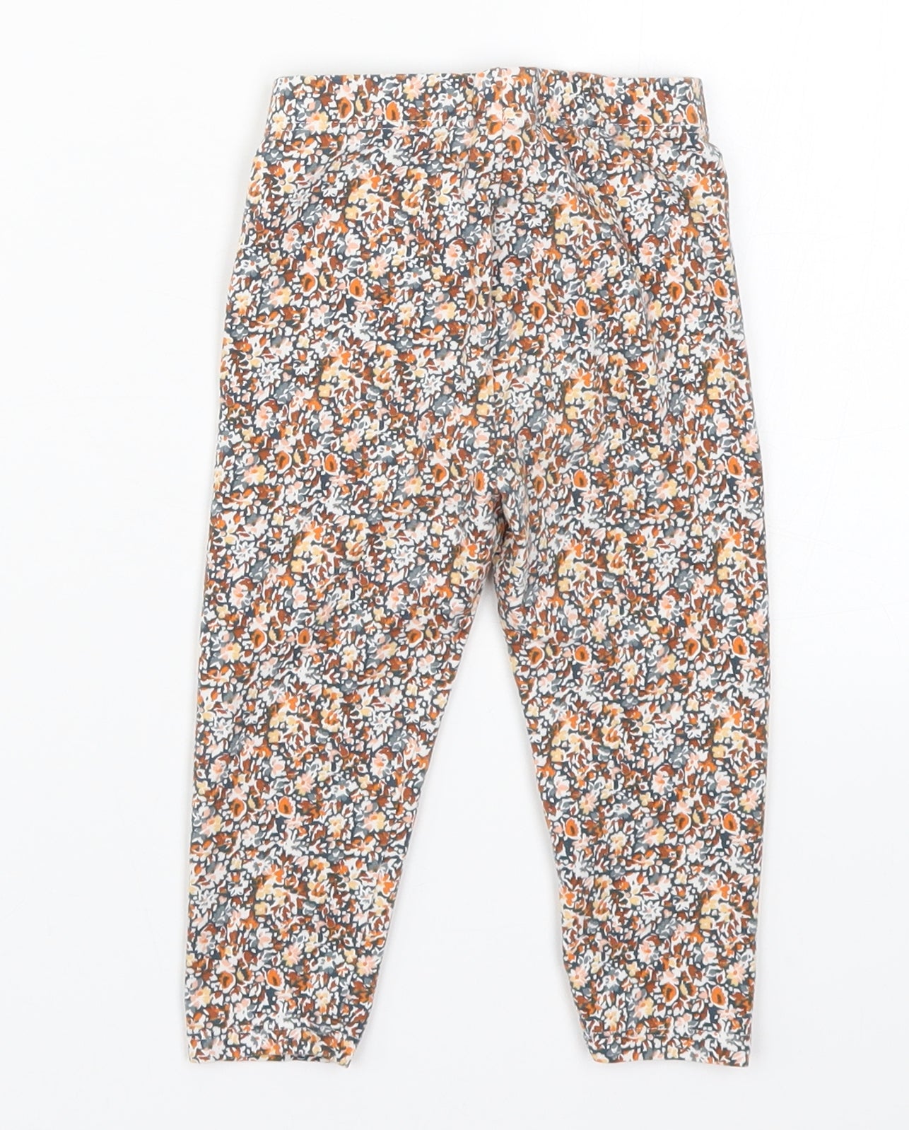 NEXT Girls Orange Floral  Capri Leggings Size 12-18 Months
