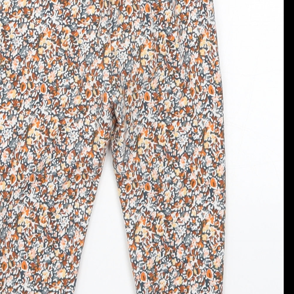 NEXT Girls Orange Floral  Capri Leggings Size 12-18 Months