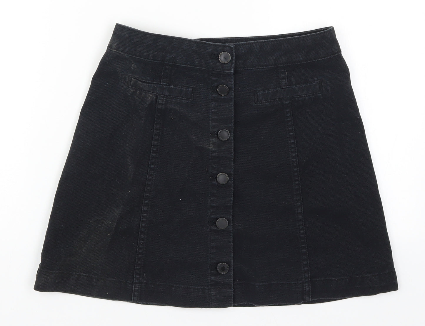 H&M Womens Black  Denim A-Line Skirt Size 6