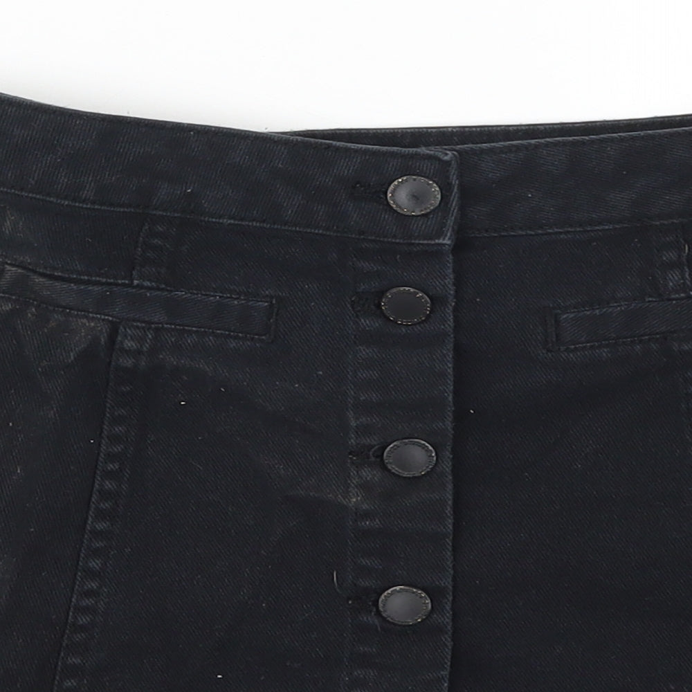 H&M Womens Black  Denim A-Line Skirt Size 6