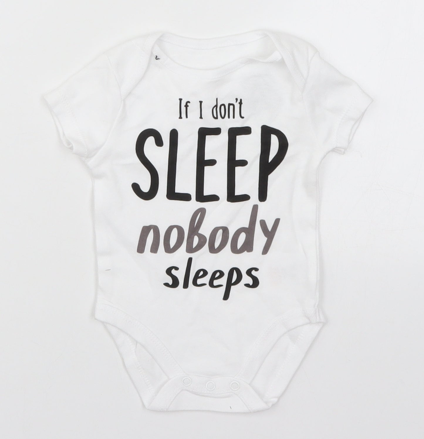 Pep & Co Baby White   Babygrow One-Piece Size 3-6 Months  - If I Don't Sleep Nobody Sleeps