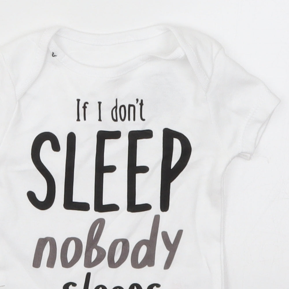 Pep & Co Baby White   Babygrow One-Piece Size 3-6 Months  - If I Don't Sleep Nobody Sleeps