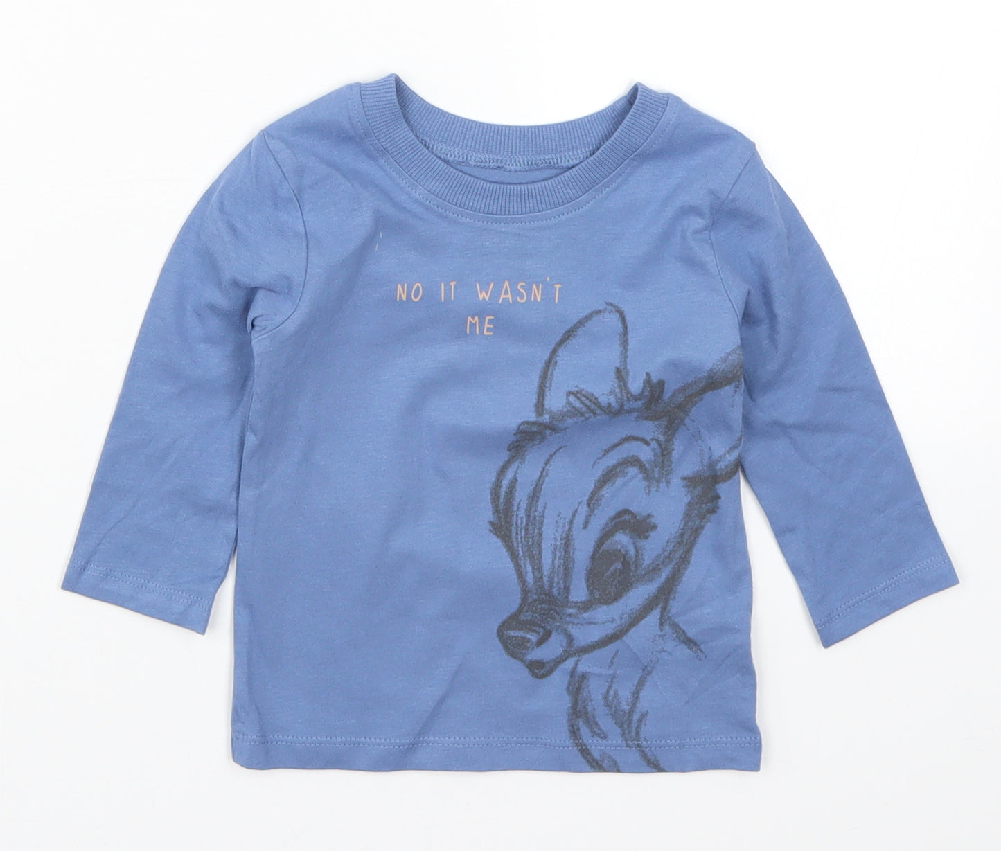 George Baby Blue   Basic T-Shirt Size 6-9 Months  - Bambi No it Wasn't Me