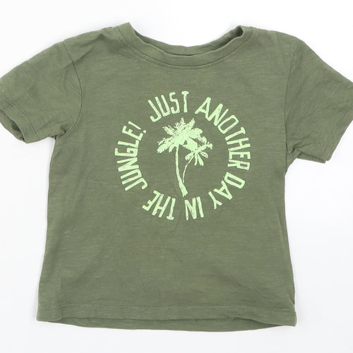 Primark Boys Green   Basic T-Shirt Size 2-3 Years  - Just Another Day in the Jungle