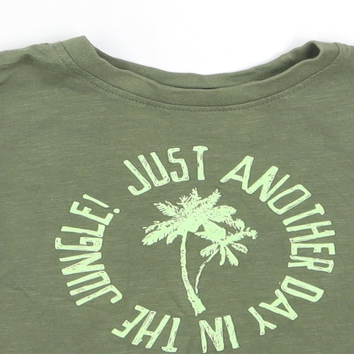 Primark Boys Green   Basic T-Shirt Size 2-3 Years  - Just Another Day in the Jungle