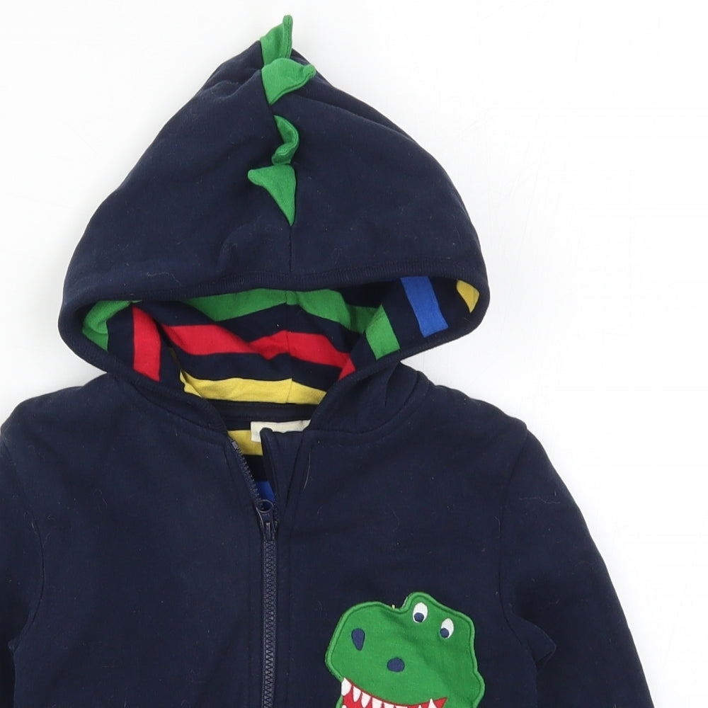 JoJo Maman Bébé Boys Blue   Full Zip Hoodie Size 2-3 Years  - Dinosaur