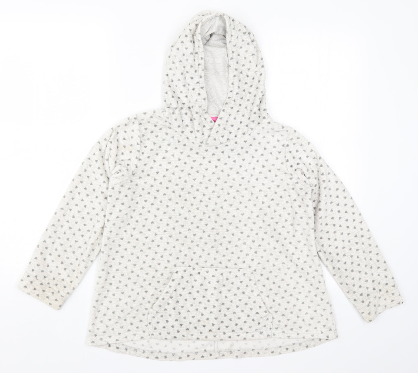 Nutmeg Girls Grey Geometric  Pullover Hoodie Size 8-9 Years  - Love Hearts