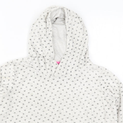 Nutmeg Girls Grey Geometric  Pullover Hoodie Size 8-9 Years  - Love Hearts